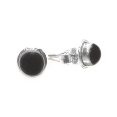 ANDREA COGGIOLA JOYAS - Aros Botón Ónix Plata Fina 925