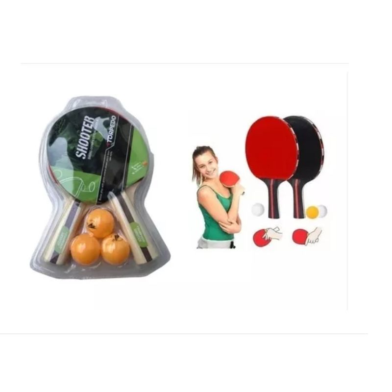 GENERICO - Set 2 Paletas Raquetas Ping P Tenis De Mesa+3 Pelotas
