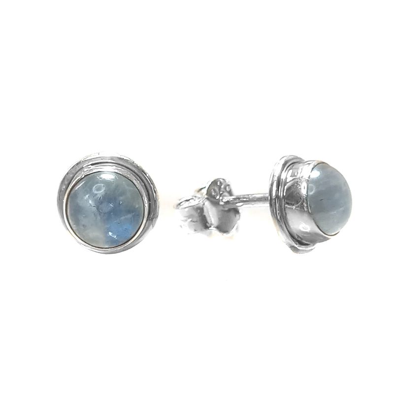 ANDREA COGGIOLA JOYAS - Aros Botón Piedra Luna Plata Fina 925