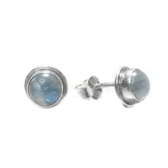 ANDREA COGGIOLA JOYAS - Aros Botón Piedra Luna Plata Fina 925