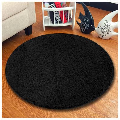 Imagen 2 del producto Alfombras Peludas Redondas Tipo Shaggy Para Living De 150cm Negro