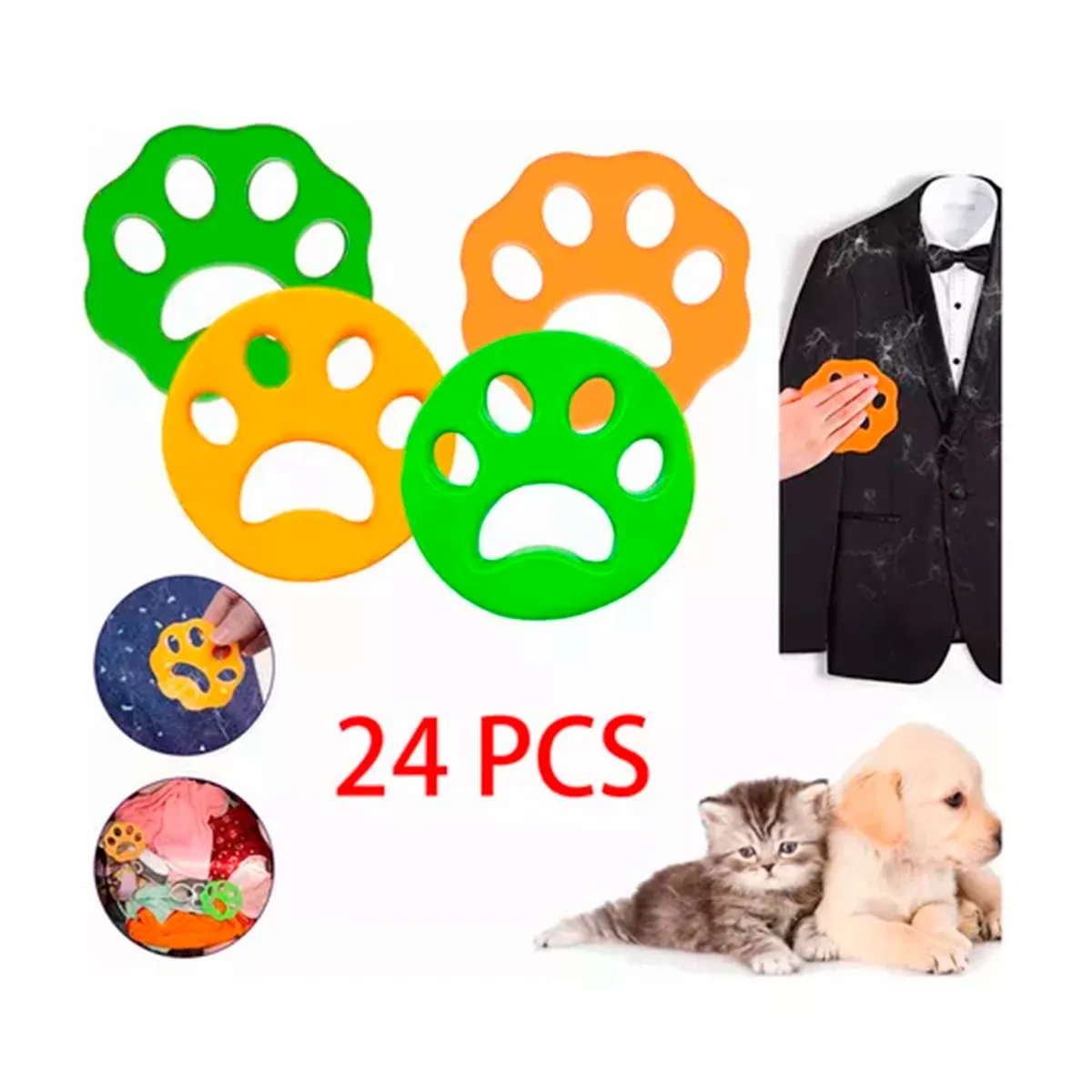 GENERICO - Removedor De Pelo Lavadoras Mascotas Reutilizables 24pcs