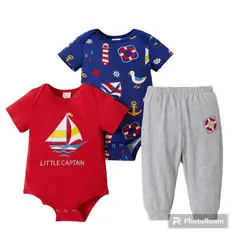 ANGO - Conjunto Capitán Barco 2 bodys 1 pantalón