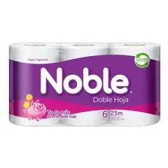 NOBLE - Papel Higiénico - Doble Hoja - 6 Rollos - 23 Mts Cu.