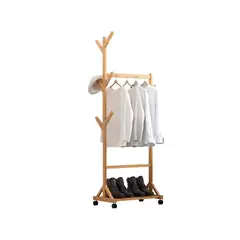 GENERICO - Perchero Organizador De Madera Con Ruedas 158X60 Cm