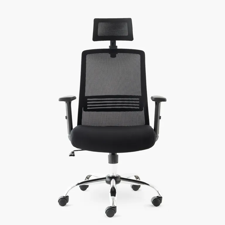Silla de escritorio Cuba Alta brazo Reg y cabecero Form Negro