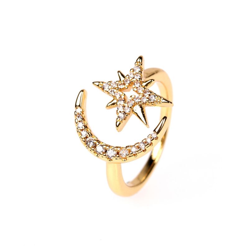 ALGO DIFERENTE - Anillo Luna Estrella Ajustable Dorado