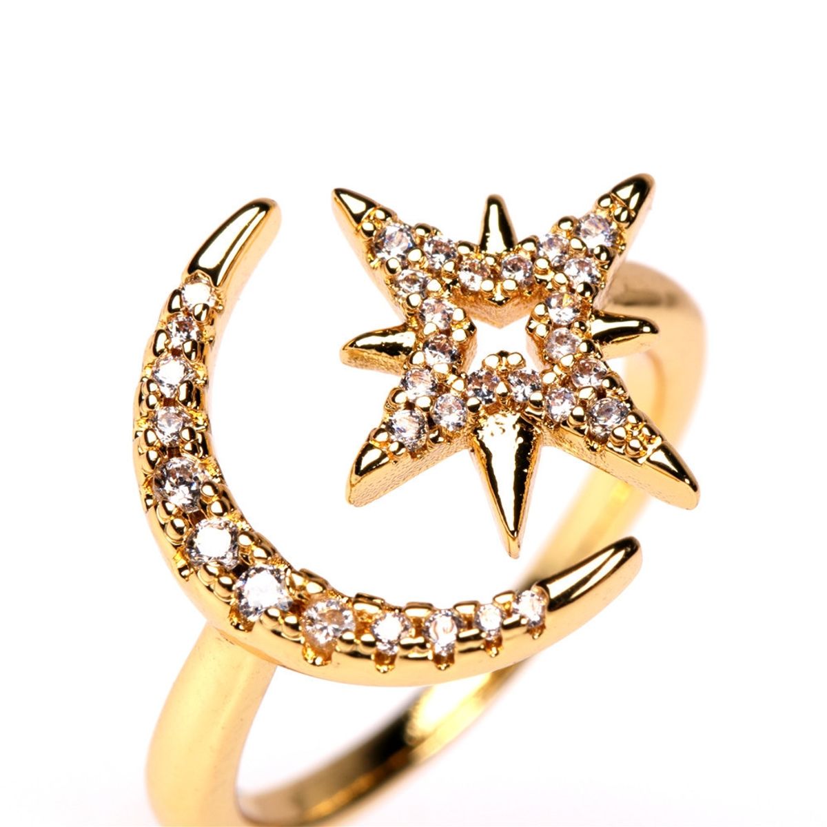 ALGO DIFERENTE - Anillo Luna Estrella Ajustable Dorado