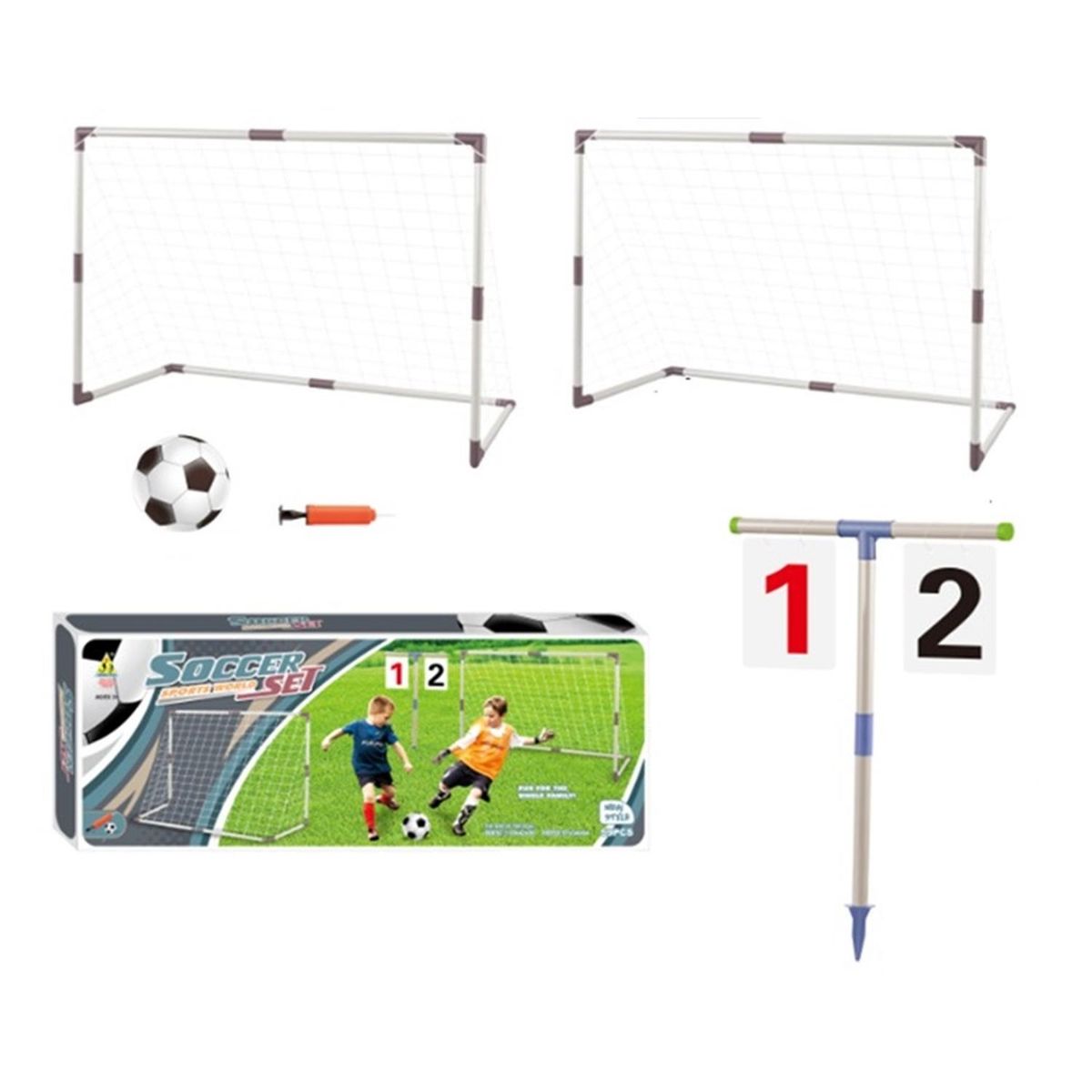 AUCKLAND OUTDOOR - Pack 2 Arcos Futbol Niño Red+Bombin+Pelota+Marcador 110X80Cm