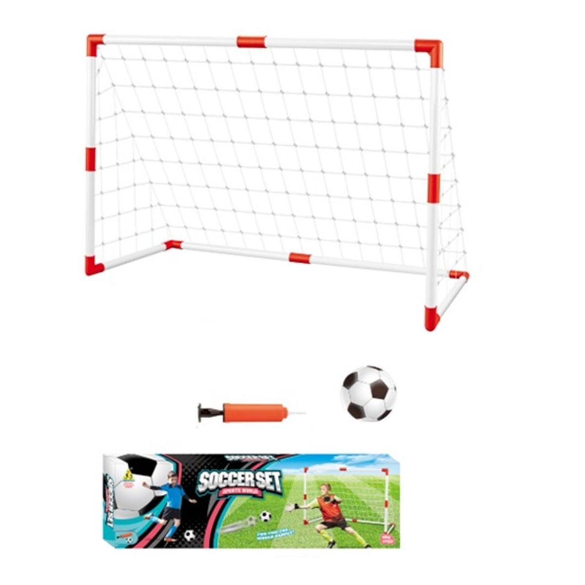 AUCKLAND OUTDOOR - Arco Futbol Niño Red+Bombin+Pelota 97X64Cm.
