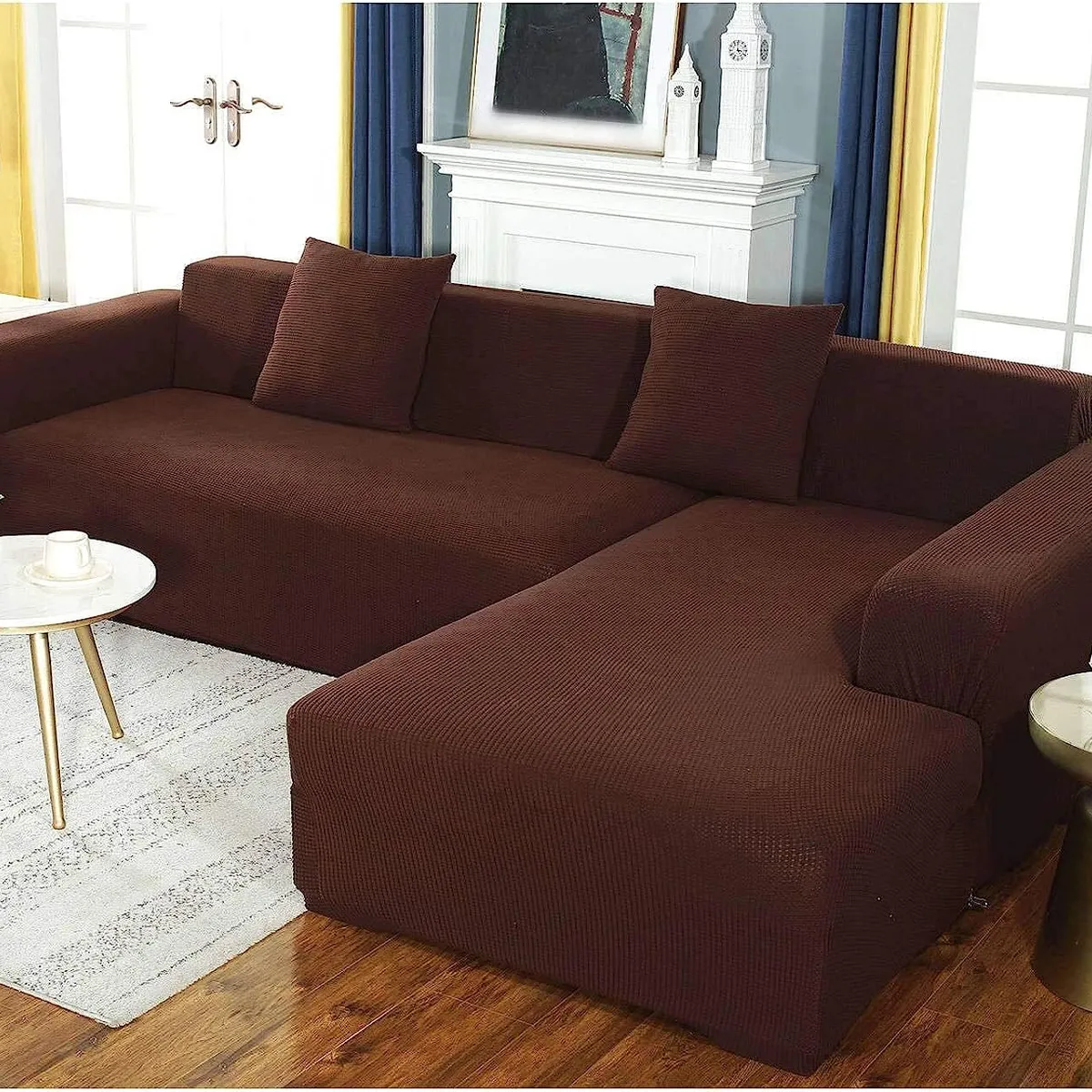 FUNDA TELA CUADRILLE PARA SILLON MODULAR TIPO L DE 2 PIEZAS CAFE, marca GENERICO - Foto 2