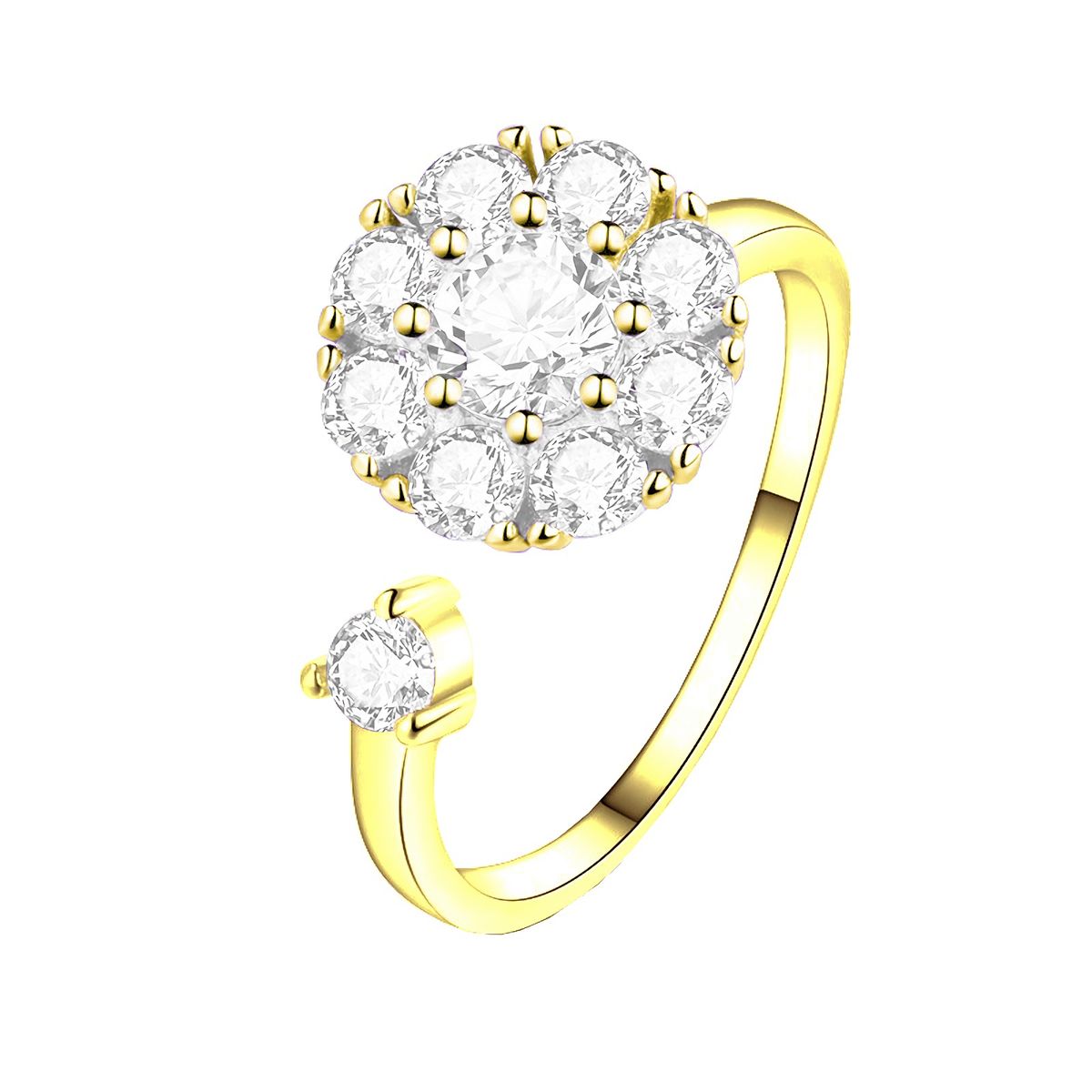 ALGO DIFERENTE - Anillo Con Cristal Giratorio Dorado