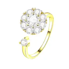 ALGO DIFERENTE - Anillo Con Cristal Giratorio Dorado