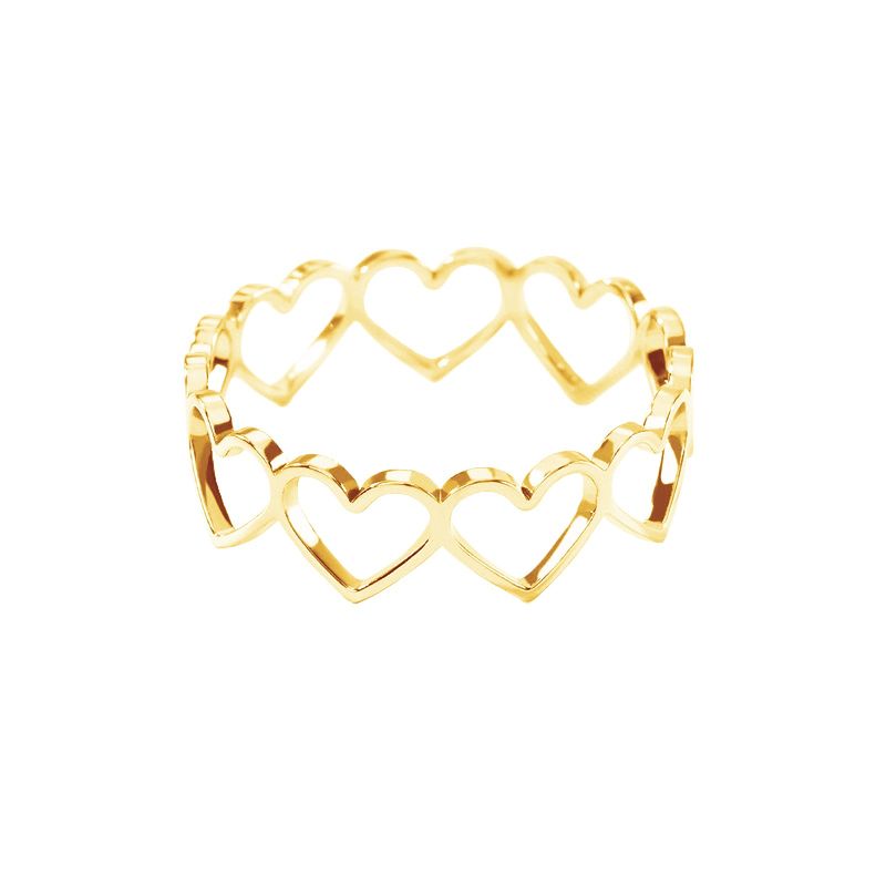 ALGO DIFERENTE - Anillo Amor Corazones Dorado Minimalista Acero