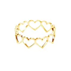 ALGO DIFERENTE - Anillo Amor Corazones Dorado Minimalista Acero