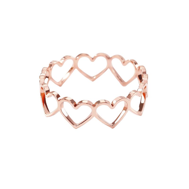 ALGO DIFERENTE - Anillo Amor Corazones Rosa Minimalista Acero
