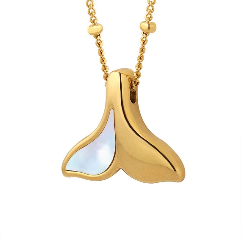LUX JOYAS - Collar Baño Oro Amarillo 18k Cola De Ballena Nácar