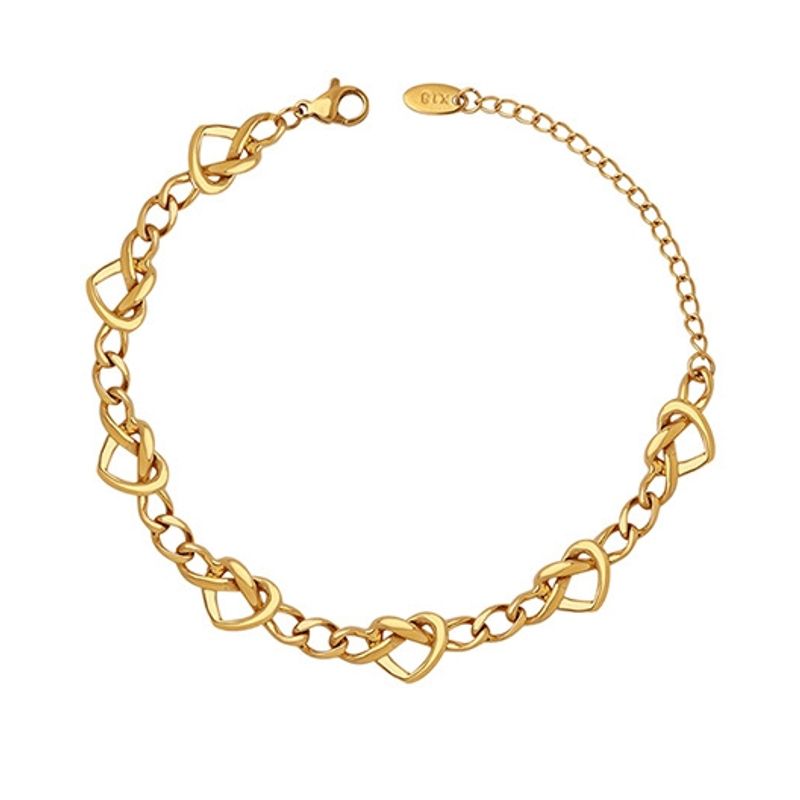 LUX JOYAS - Pulsera Baño Oro Amarillo 18k Cadena Corazones