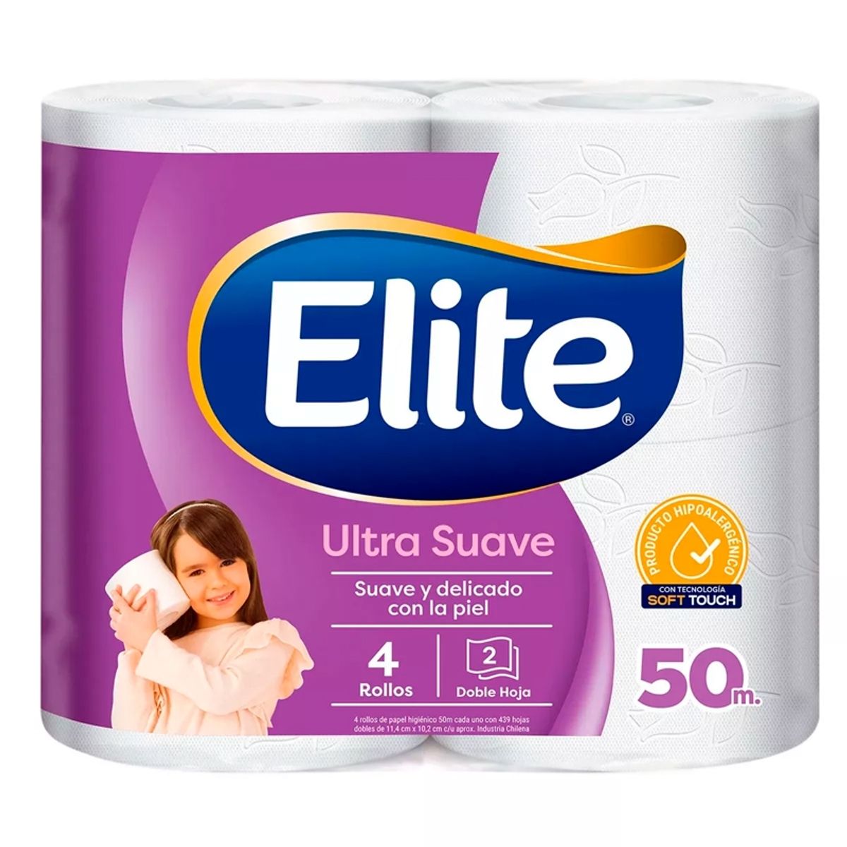 ELITE - Papel Higiénico Elite Ultra Doble Hoja 4 Unid. 50 Metros C/u