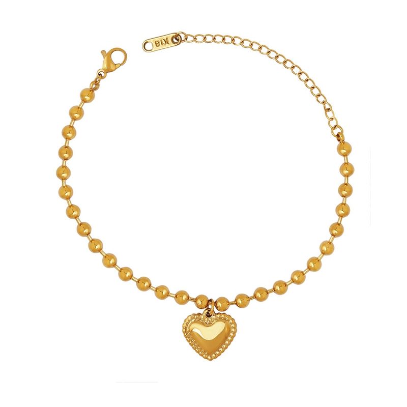 LUX JOYAS - Pulsera Baño Oro Amarillo 18k Corazones Pelotitas