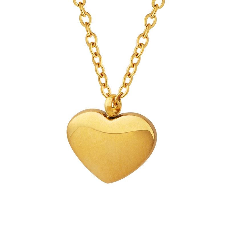 LUX JOYAS - Collar Baño Oro Amarillo 18k Corazón Liso Largo