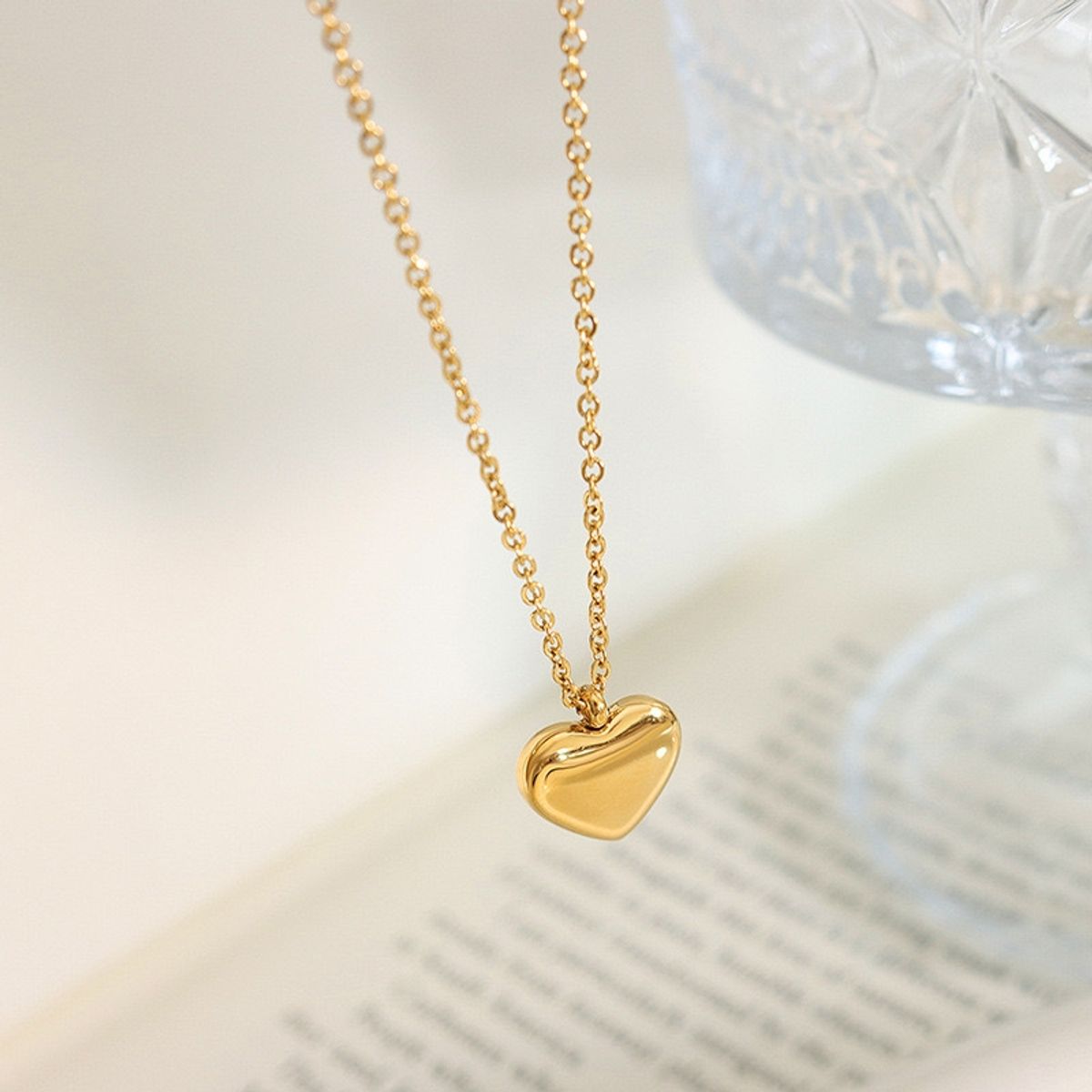 LUX JOYAS - Collar Baño Oro Amarillo 18k Corazón Liso Largo