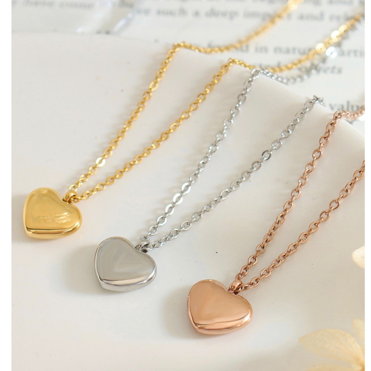 LUX JOYAS - Collar Baño Oro Rosado 18k Corazón Liso Largo