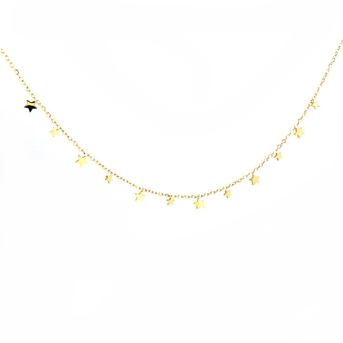 LUX JOYAS - Collar Baño Oro Amarillo Y Blanco 18k 12 Estrellas