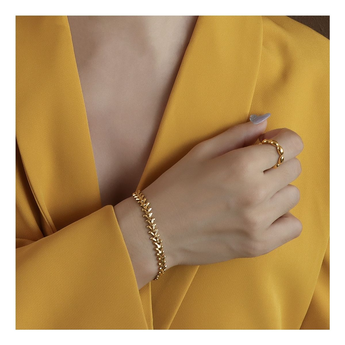 LUX JOYAS - Pulsera Baño Oro Amarillo 18k Diseño V