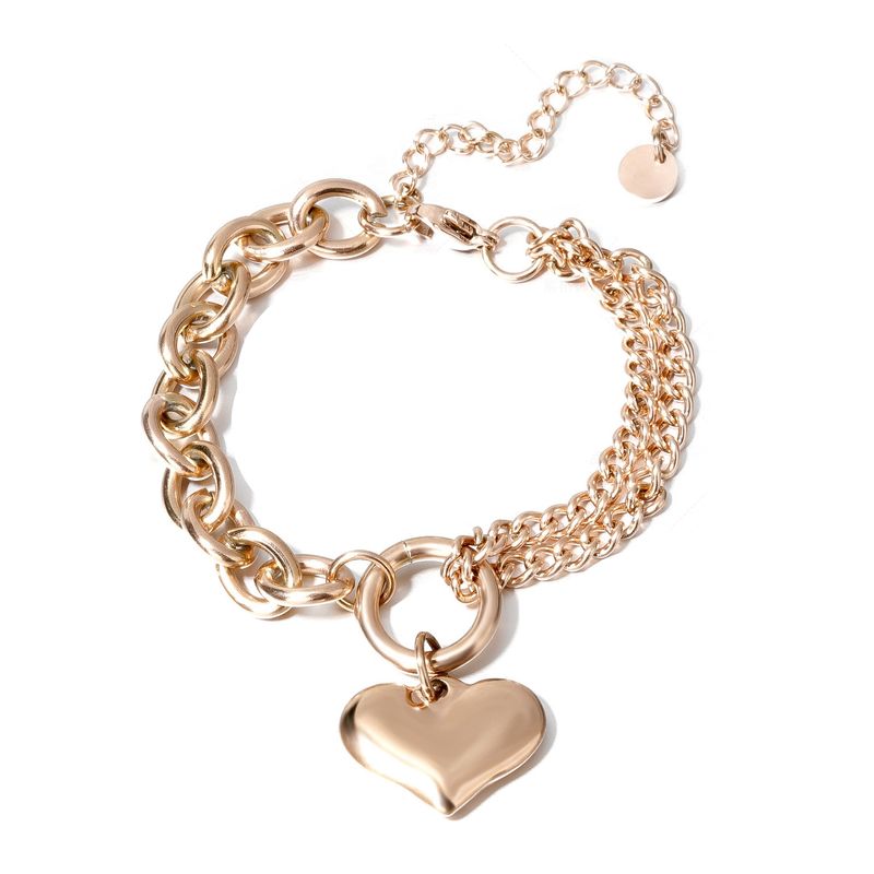 LUX JOYAS - Pulsera Baño Oro Rosado 18k Doble Corazón L