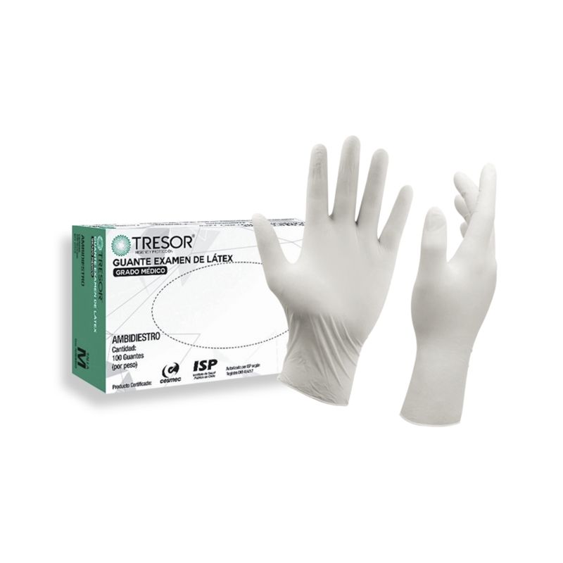GENERICO - Guantes De Latex Con Polvo Marca Tresor 100 Unid Desechables- Talla M