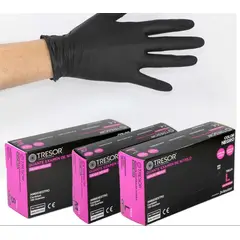 GENERICO - Guantes De Nitrilo Marca Tresor Originales - Negros Talla M