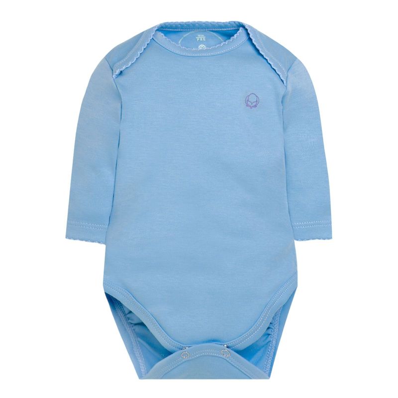 POMPON PIMA - Body clásico - Manga Larga - Algodón Pima - Celeste