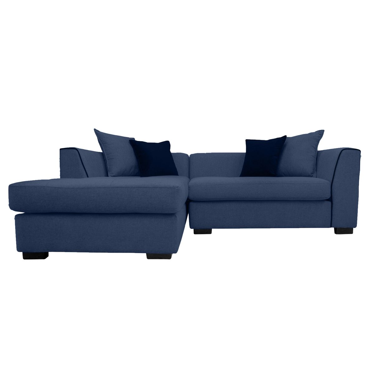 SOFAS HOME - SECCIONAL VALENCIA CHENILLE TIPO LINO AZUL 3 CUERPOS