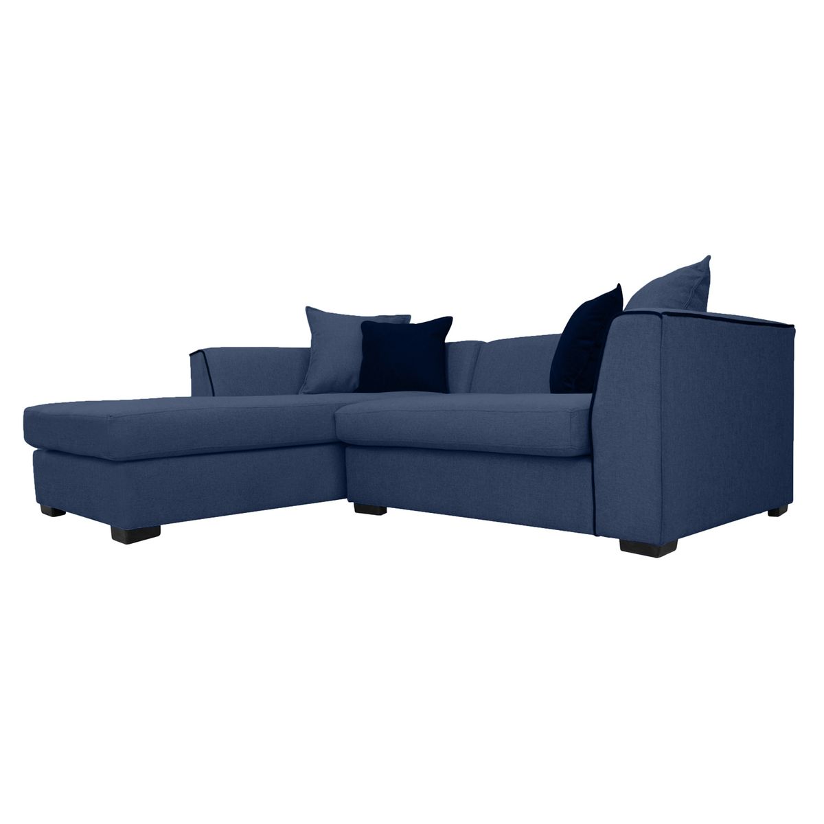 SOFAS HOME - SECCIONAL VALENCIA CHENILLE TIPO LINO AZUL 3 CUERPOS