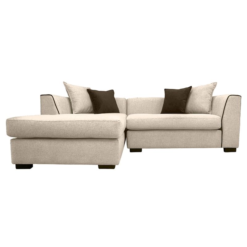 SOFAS HOME - SECCIONAL VALENCIA CHENILLE TIPO LINO BEIGE  3 CUERPOS