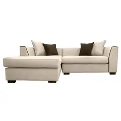 SOFAS HOME - SECCIONAL VALENCIA CHENILLE TIPO LINO BEIGE 3 CUERPOS