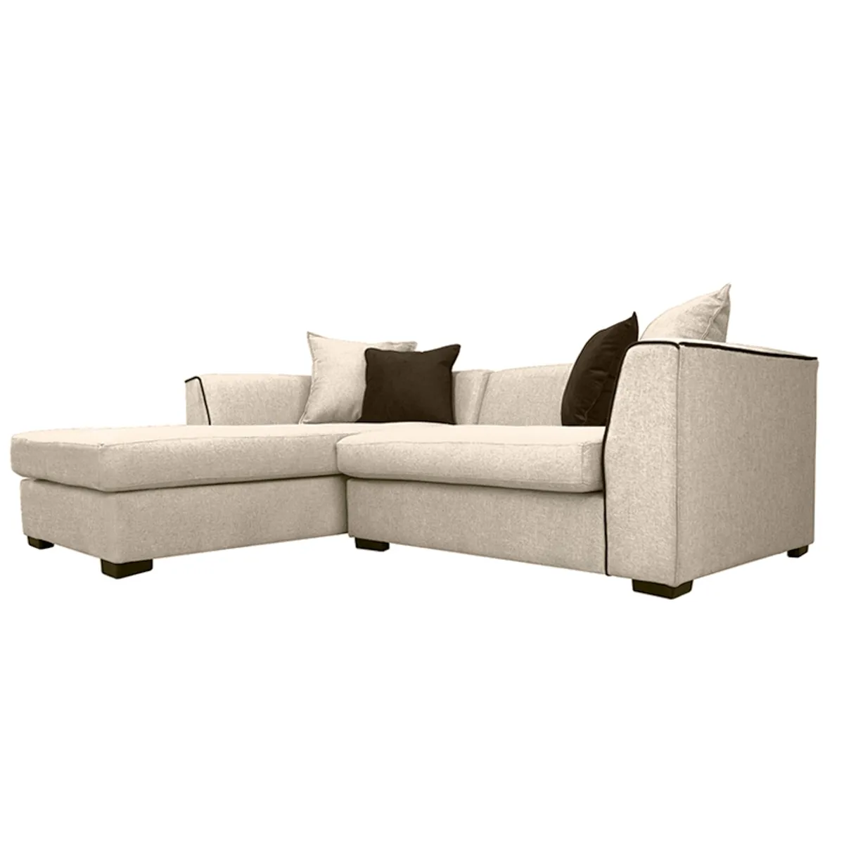 SOFAS HOME - SECCIONAL VALENCIA CHENILLE TIPO LINO BEIGE  3 CUERPOS