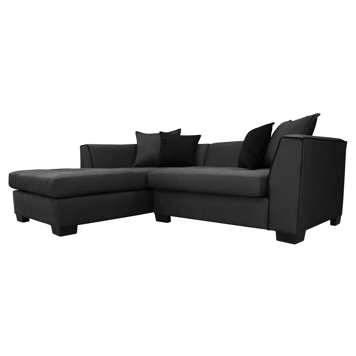 SOFAS HOME - SECCIONAL VALENCIA CHENILLE TIPO LINO GRAFITO 3 CUERPOS