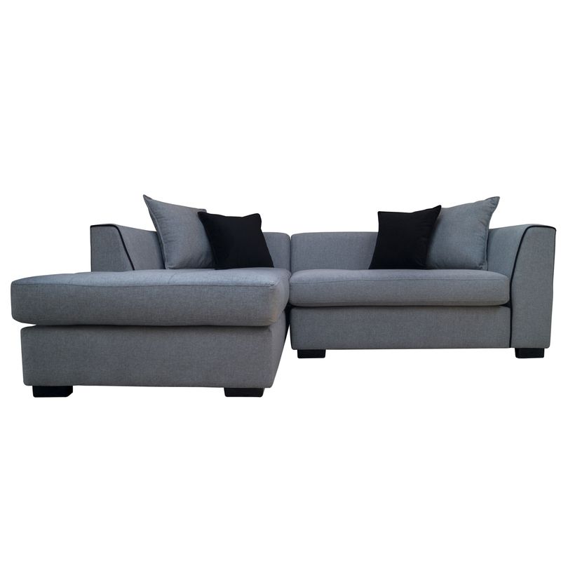 SOFAS HOME - SECCIONAL VALENCIA CHENILLE TIPO LINO GRIS 3 CUERPOS