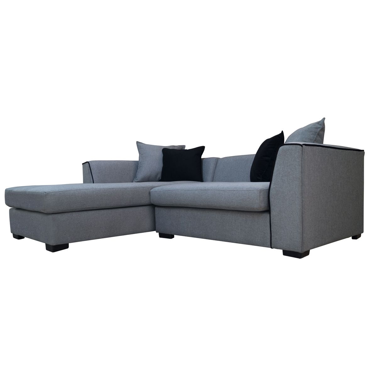 SOFAS HOME - SECCIONAL VALENCIA CHENILLE TIPO LINO GRIS 3 CUERPOS