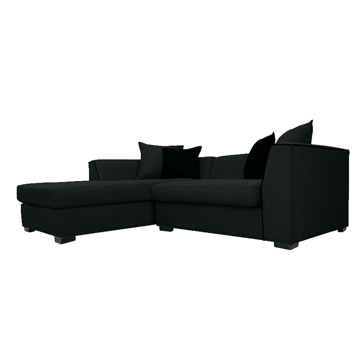 SOFAS HOME - SECCIONAL VALENCIA CHENILLE TIPO LINO NEGRO 3 CUERPOS
