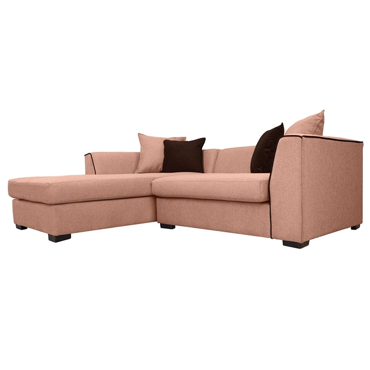 SOFAS HOME - SECCIONAL VALENCIA CHENILLE TIPO LINO PALO ROSA 3 CUERPOS