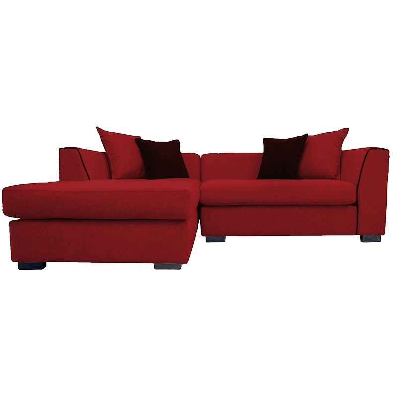 SOFAS HOME - SECCIONAL VALENCIA CHENILLE TIPO LINO ROJO 3 CUERPOS