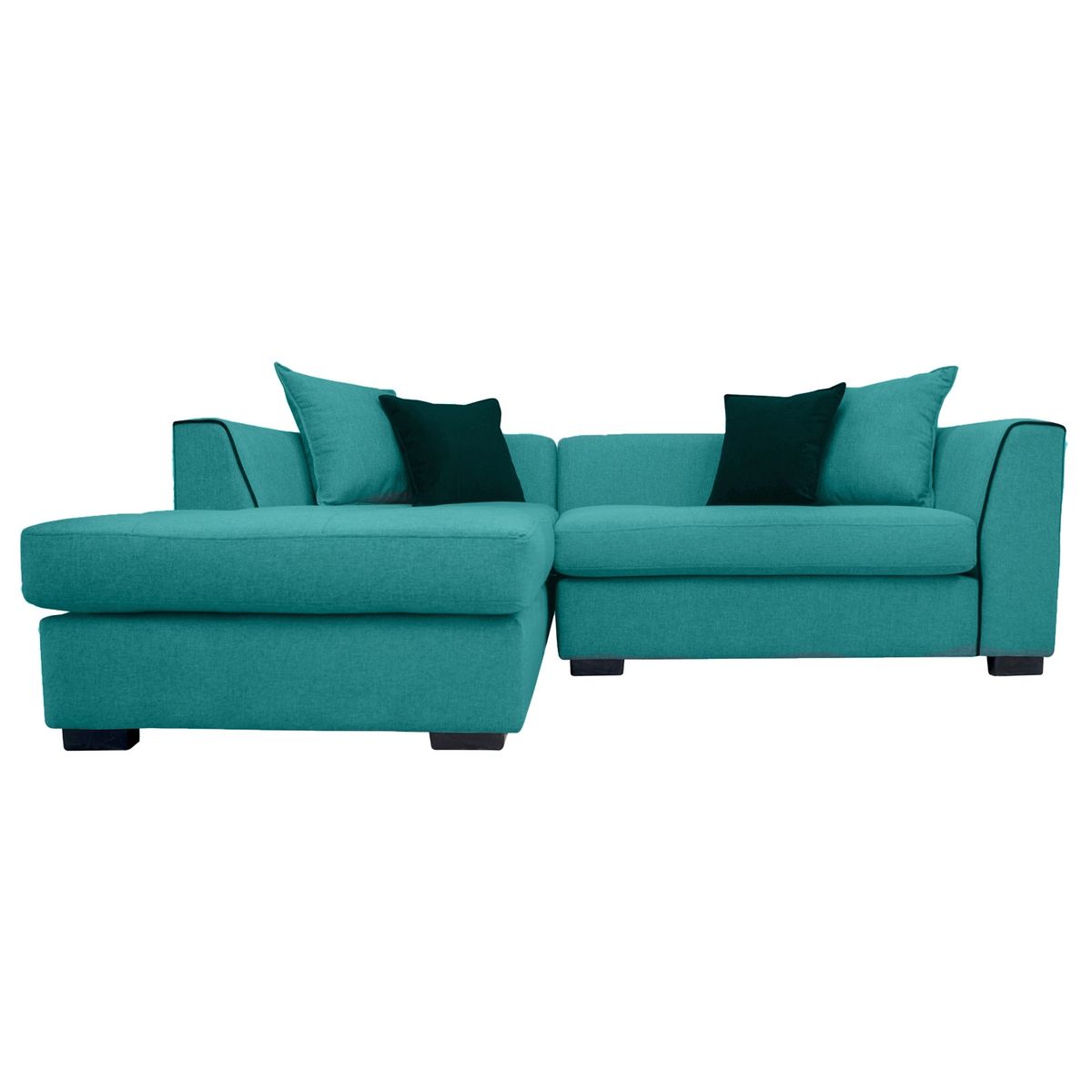 SOFAS HOME - SECCIONAL VALENCIA CHENILLE TIPO LINO TURQUESA 3 CUERPOS