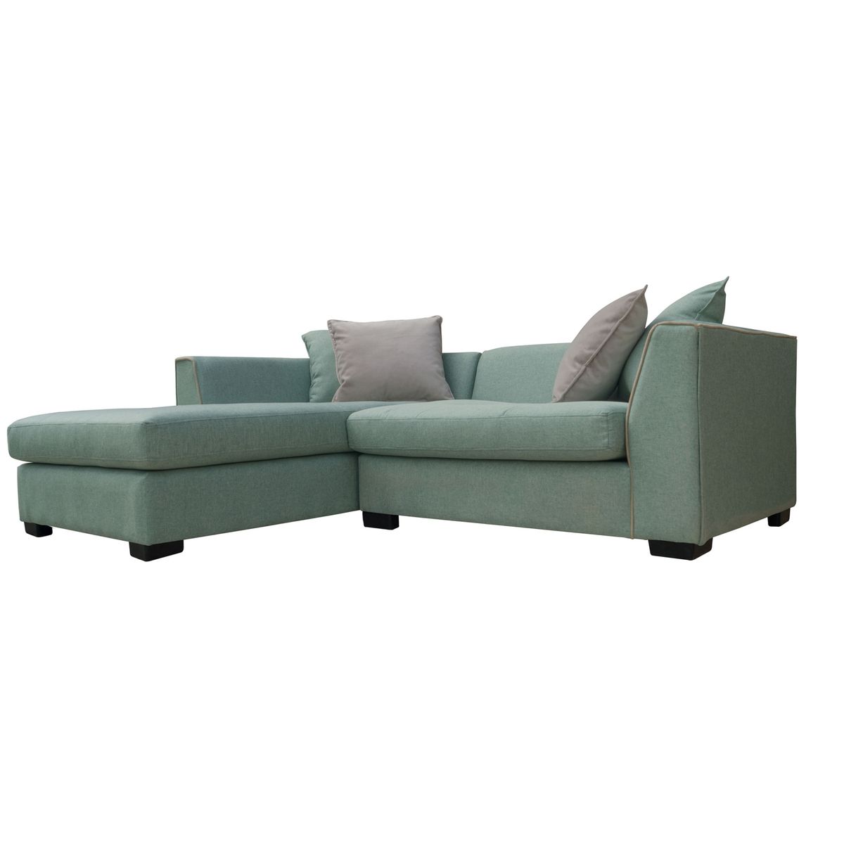 SOFAS HOME - SECCIONAL VALENCIA CHENILLE TIPO LINO VERDE 3 CUERPOS