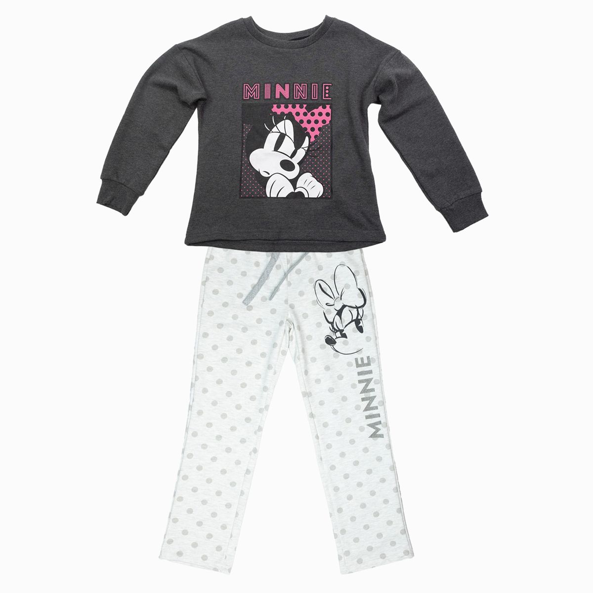 DISNEY - Conjunto de Buzo Niña Minnie Question Look Gris Disney