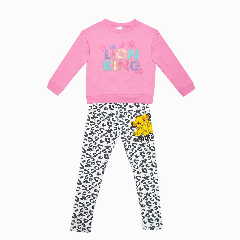 DISNEY - Conjunto Niña Rey Leon Letras Animal Rosado Disney