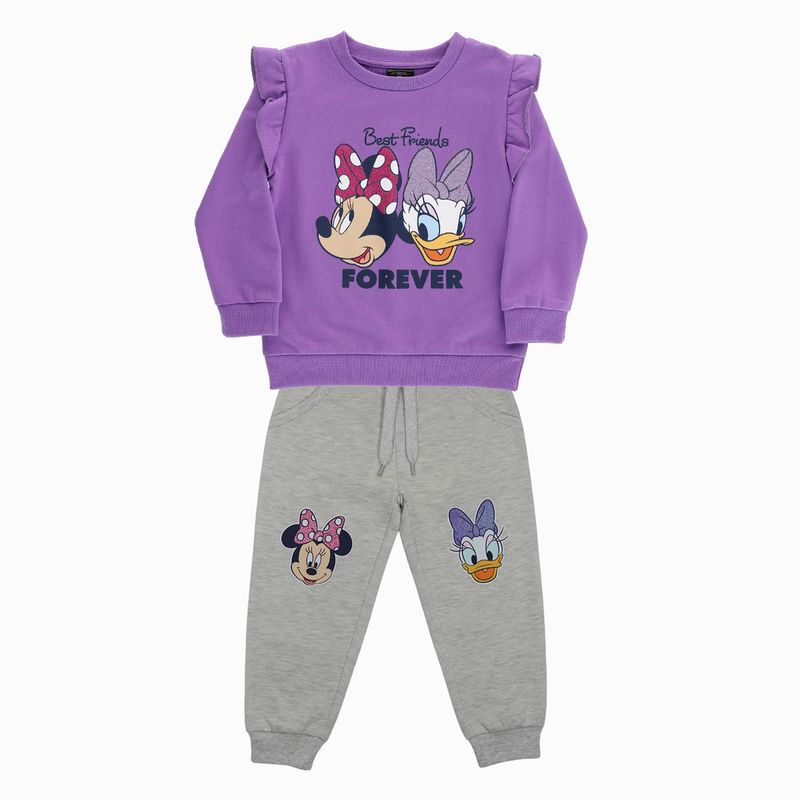 DISNEY - Conjunto de Buzo Niña Mickey Y Sus Amigos Minnie y Daisy Morado Disney