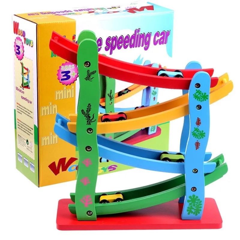 GENERICO - Juguete montessori Pista para autos de carrera de Madera
